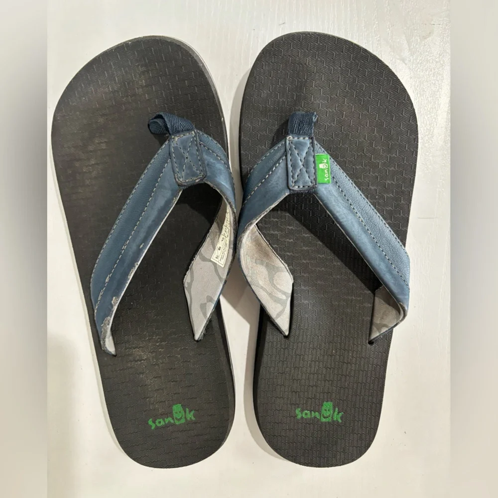 Sanuk Mens Beer Cozy 2 Open Toe Slip On Flip Flop Sandals US 9